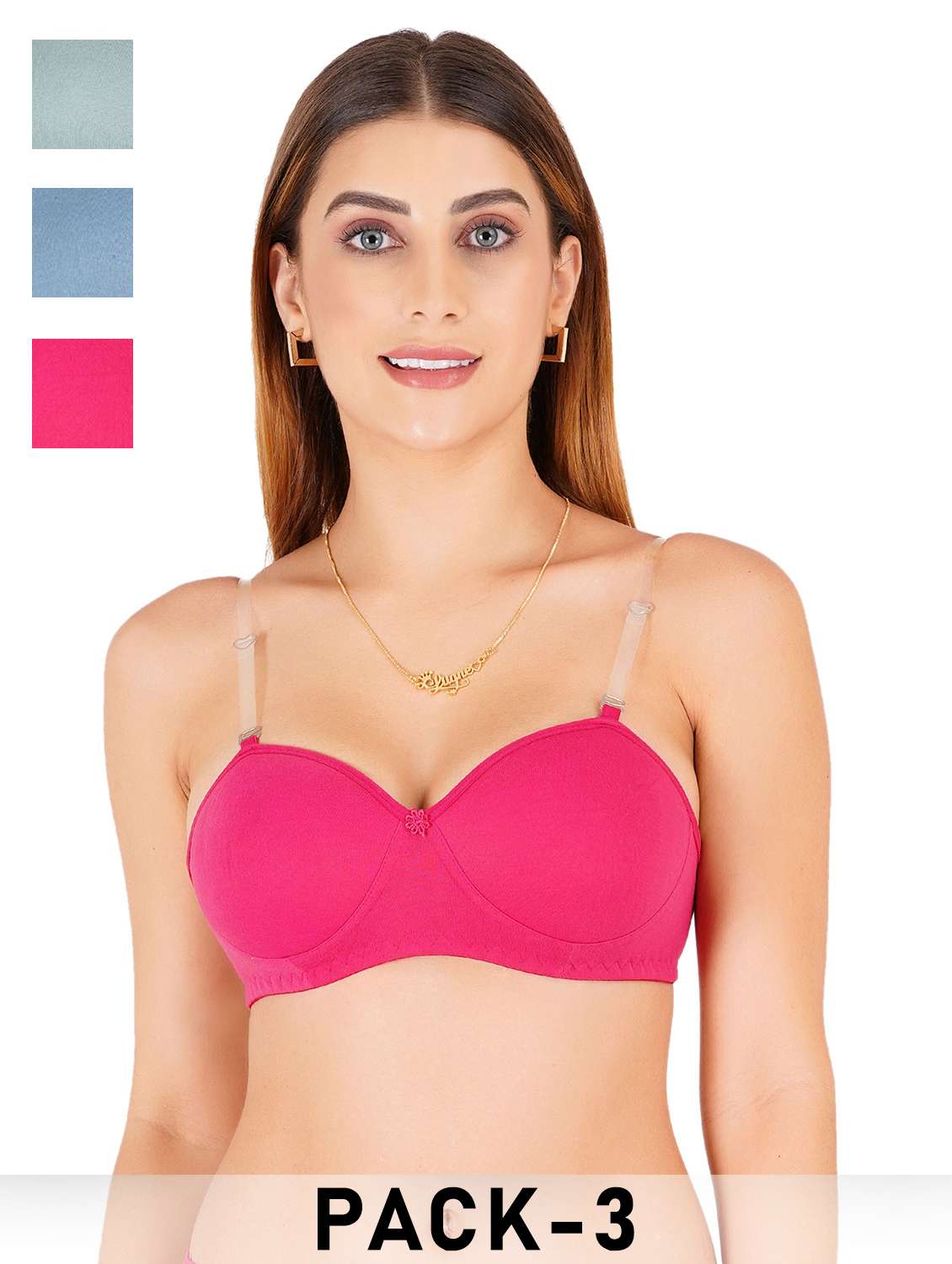 women pack of 3 solid lightly padded regular bra