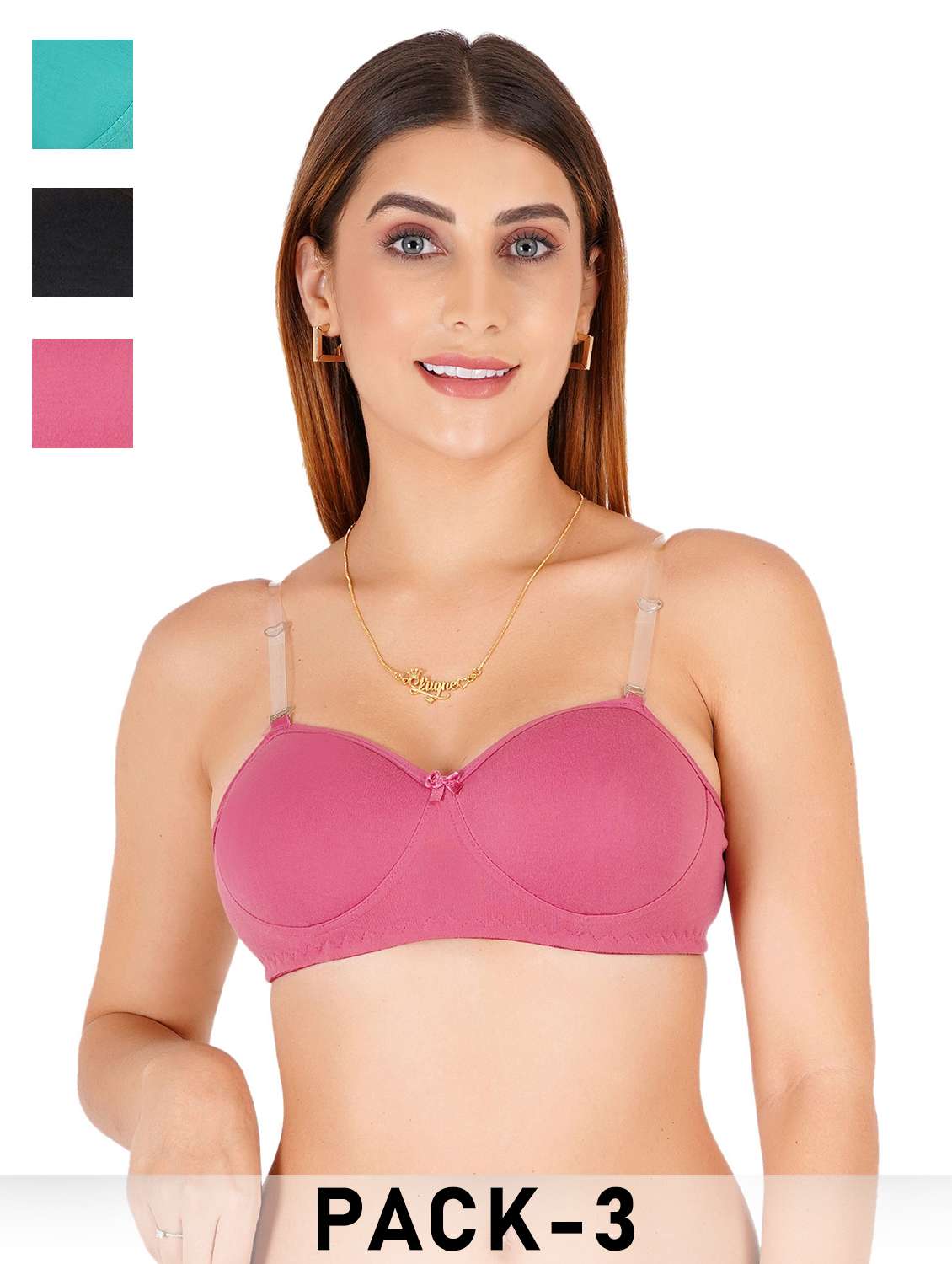 women pack of 3 solid lightly padded regular bra