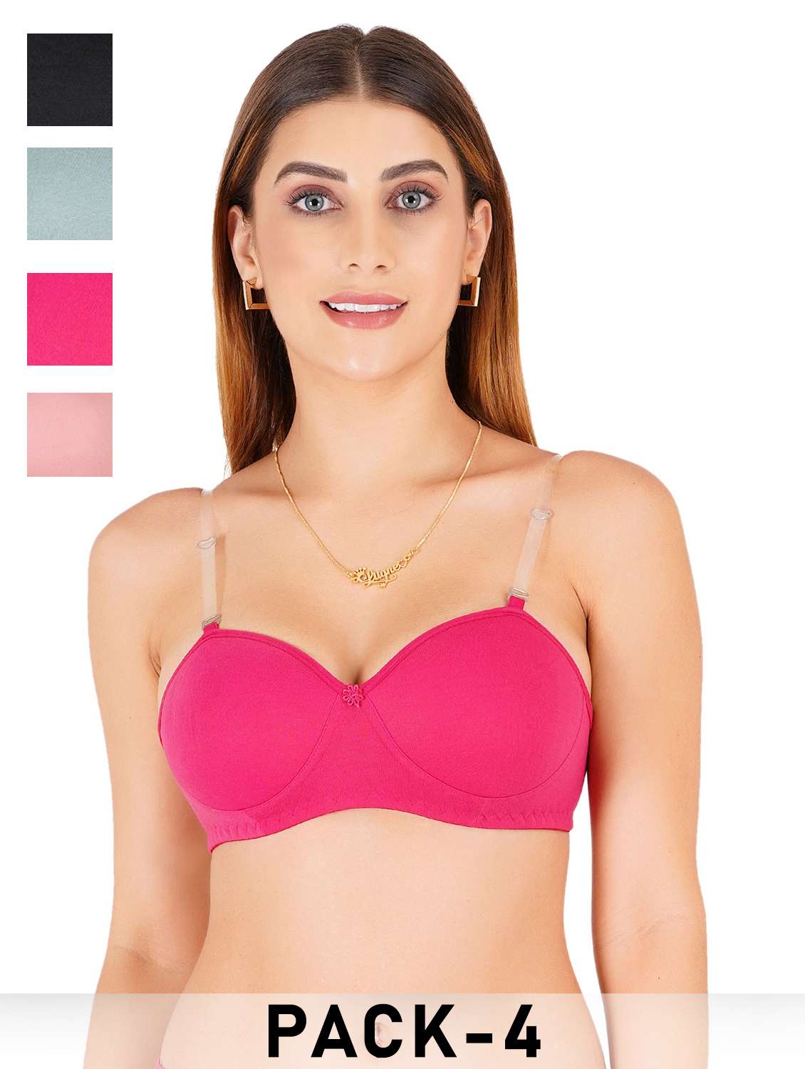 women pack of 4 solid regular bra