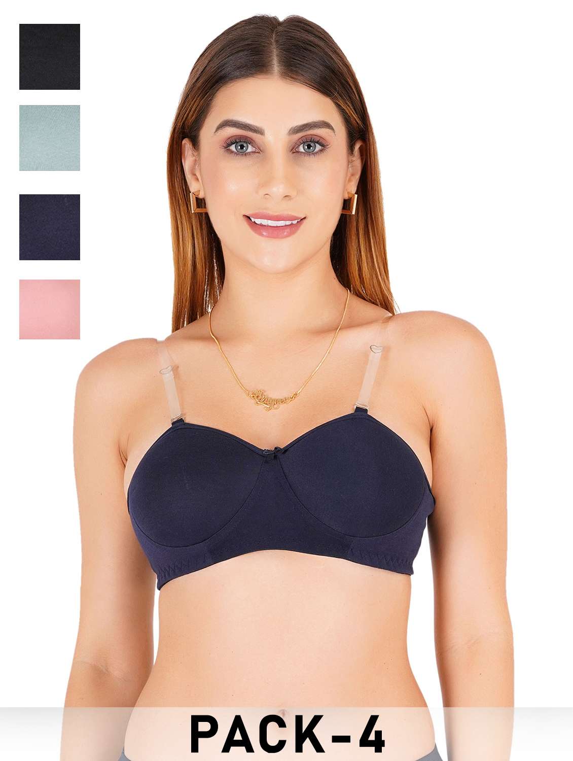 women pack of 4 solid regular bra