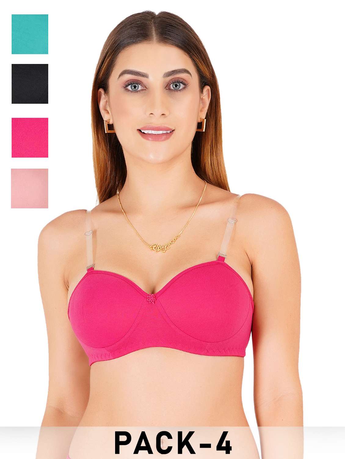 women pack of 4 solid regular bra