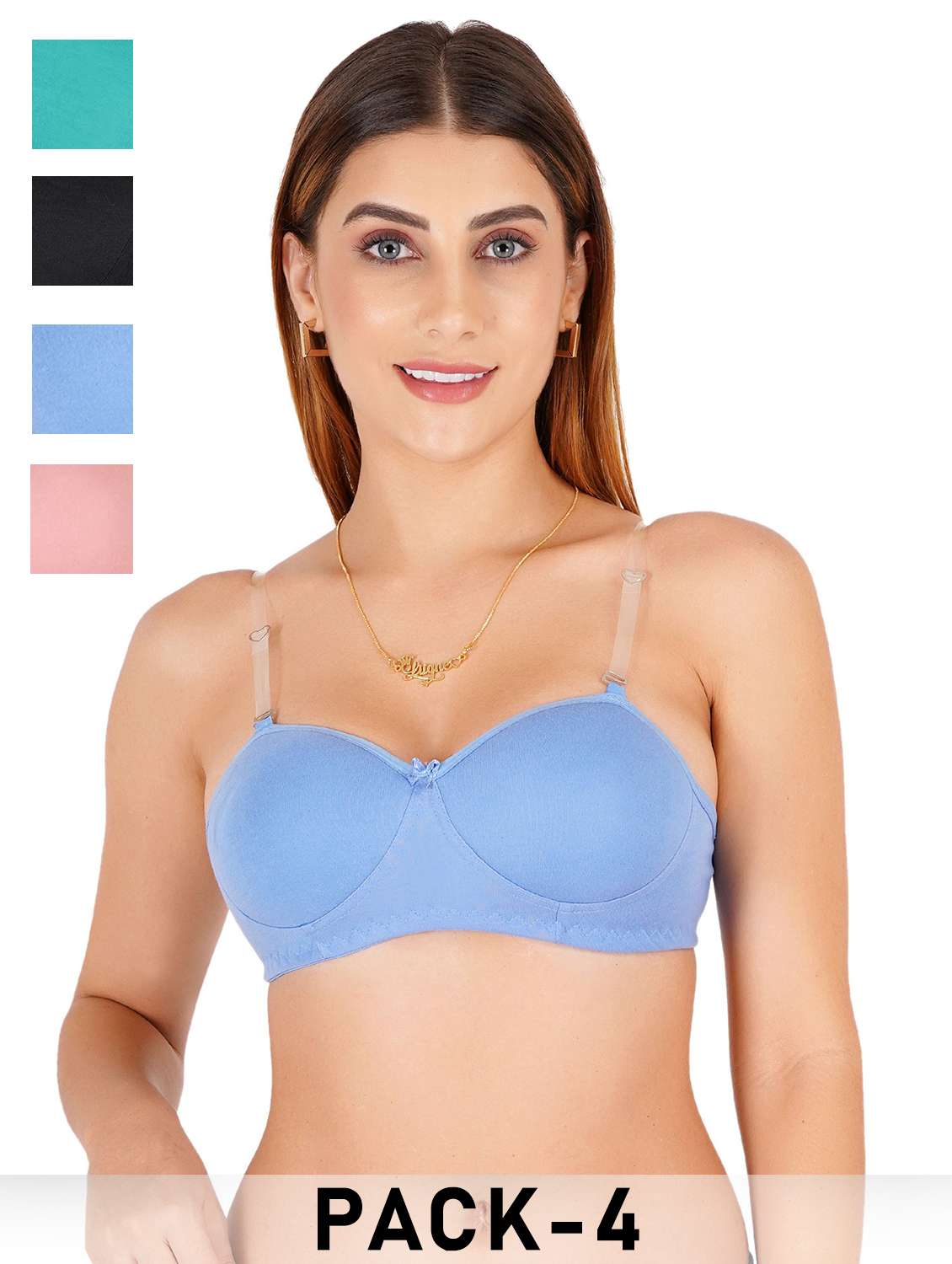 women pack of 4 solid regular bra
