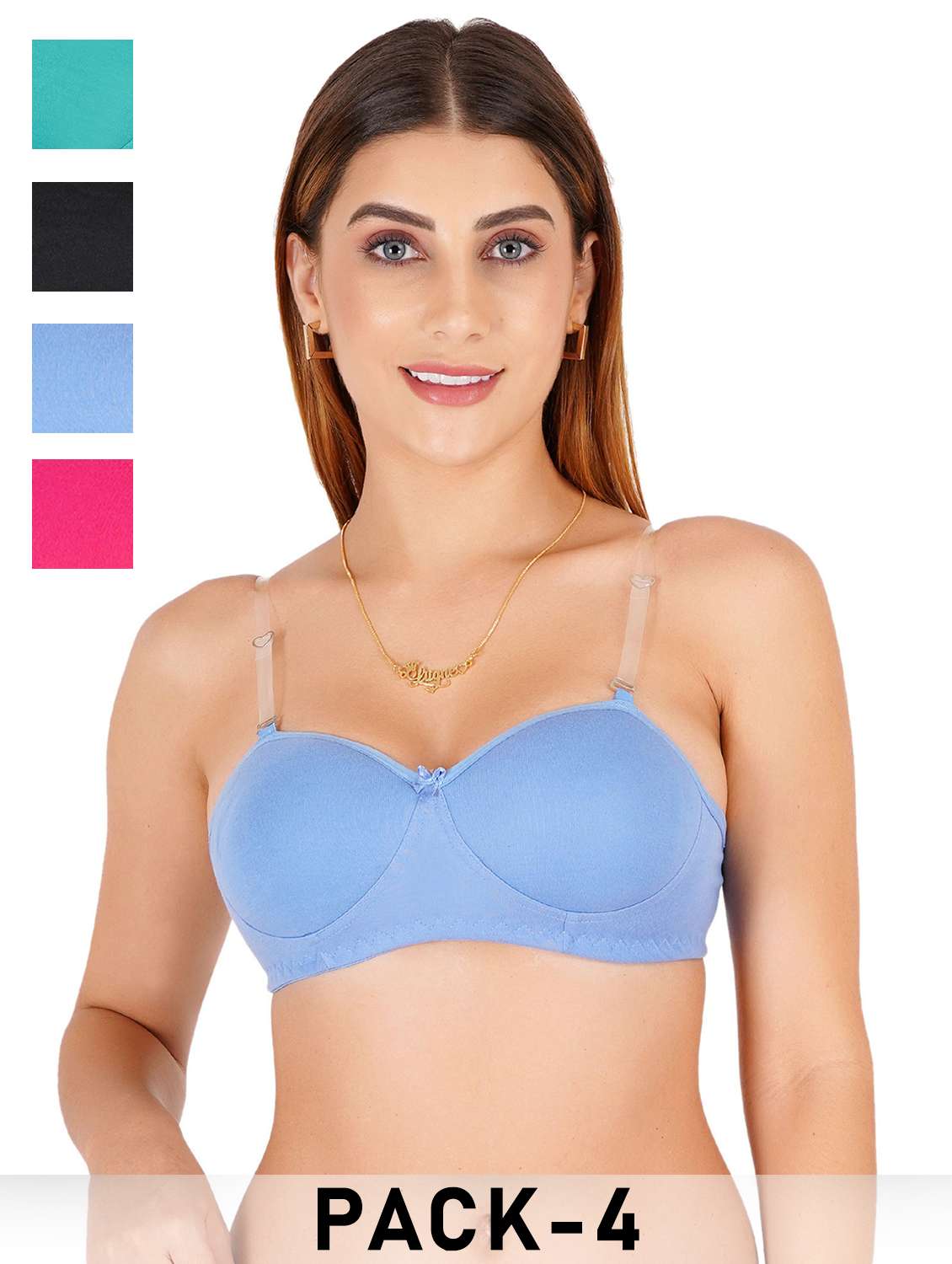 women pack of 4 solid regular bra