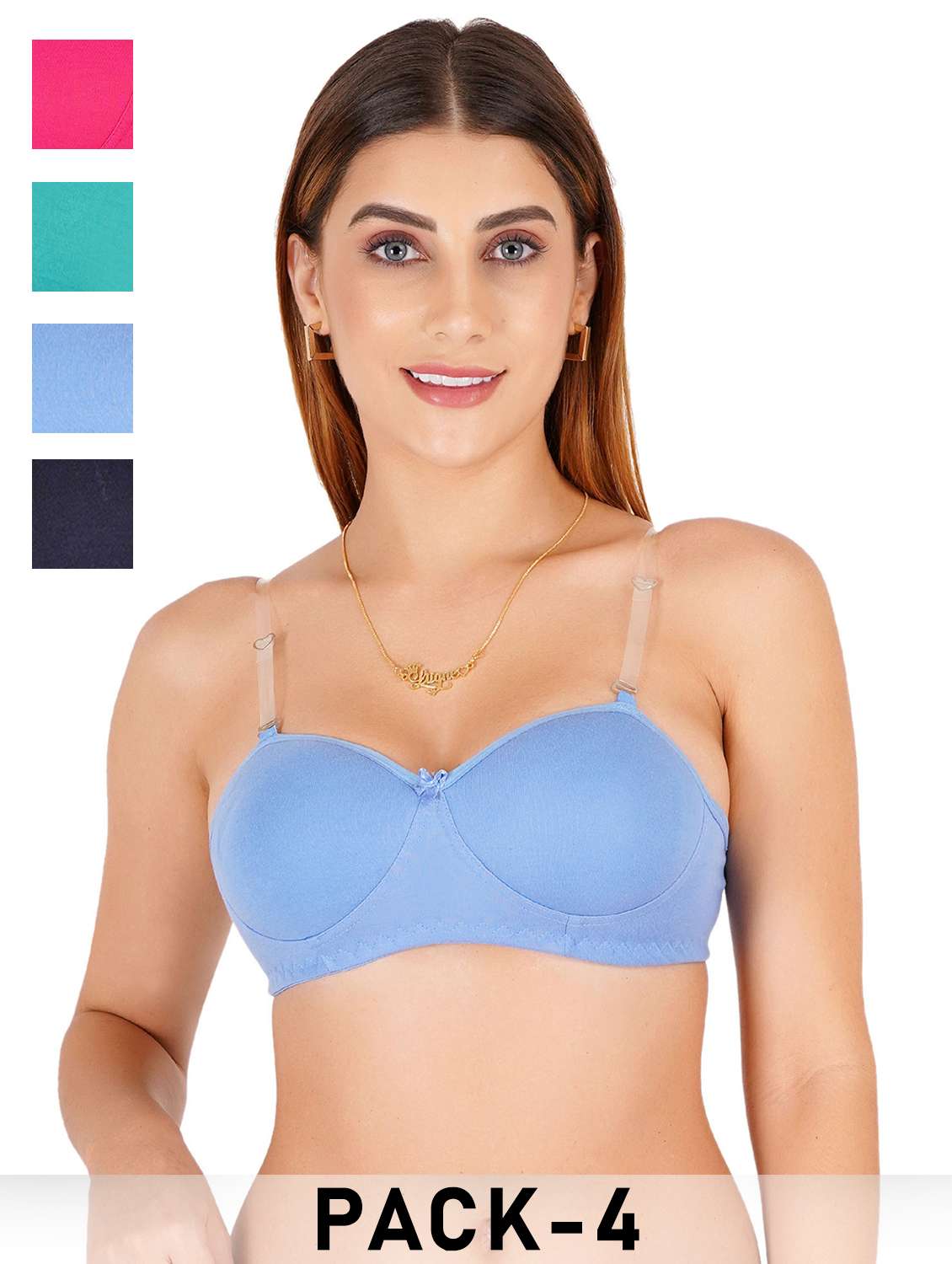 women pack of 4 solid regular bra