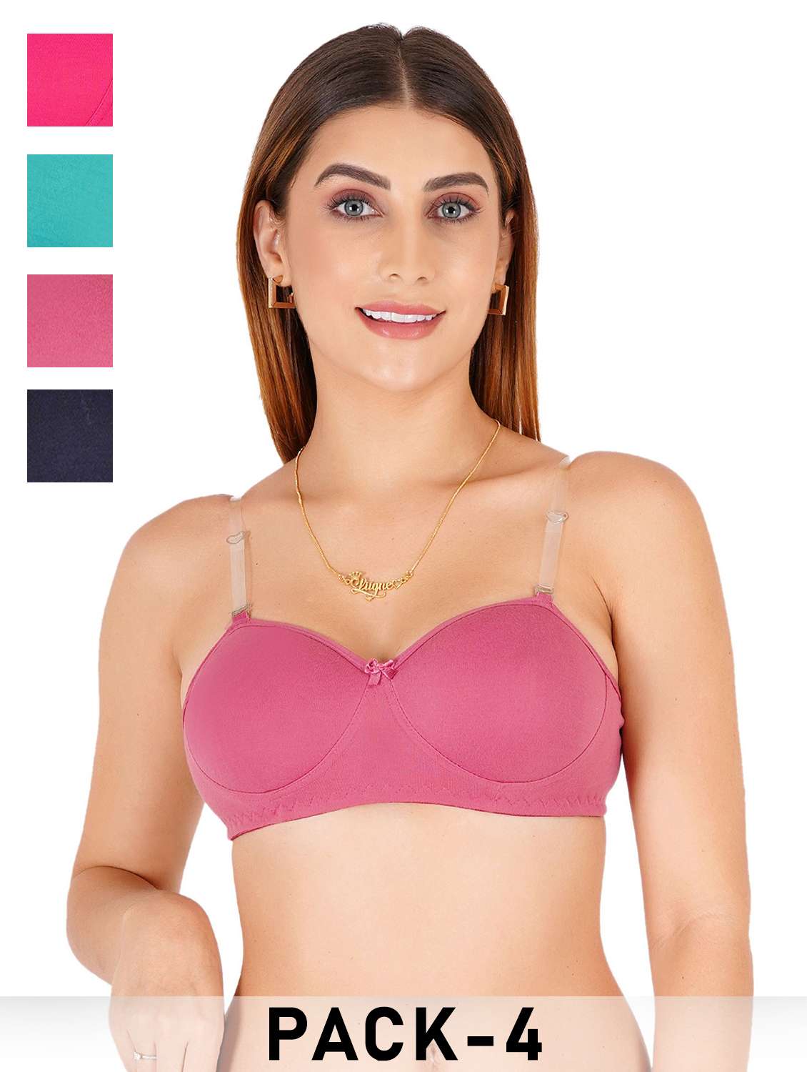 women pack of 4 solid regular bra