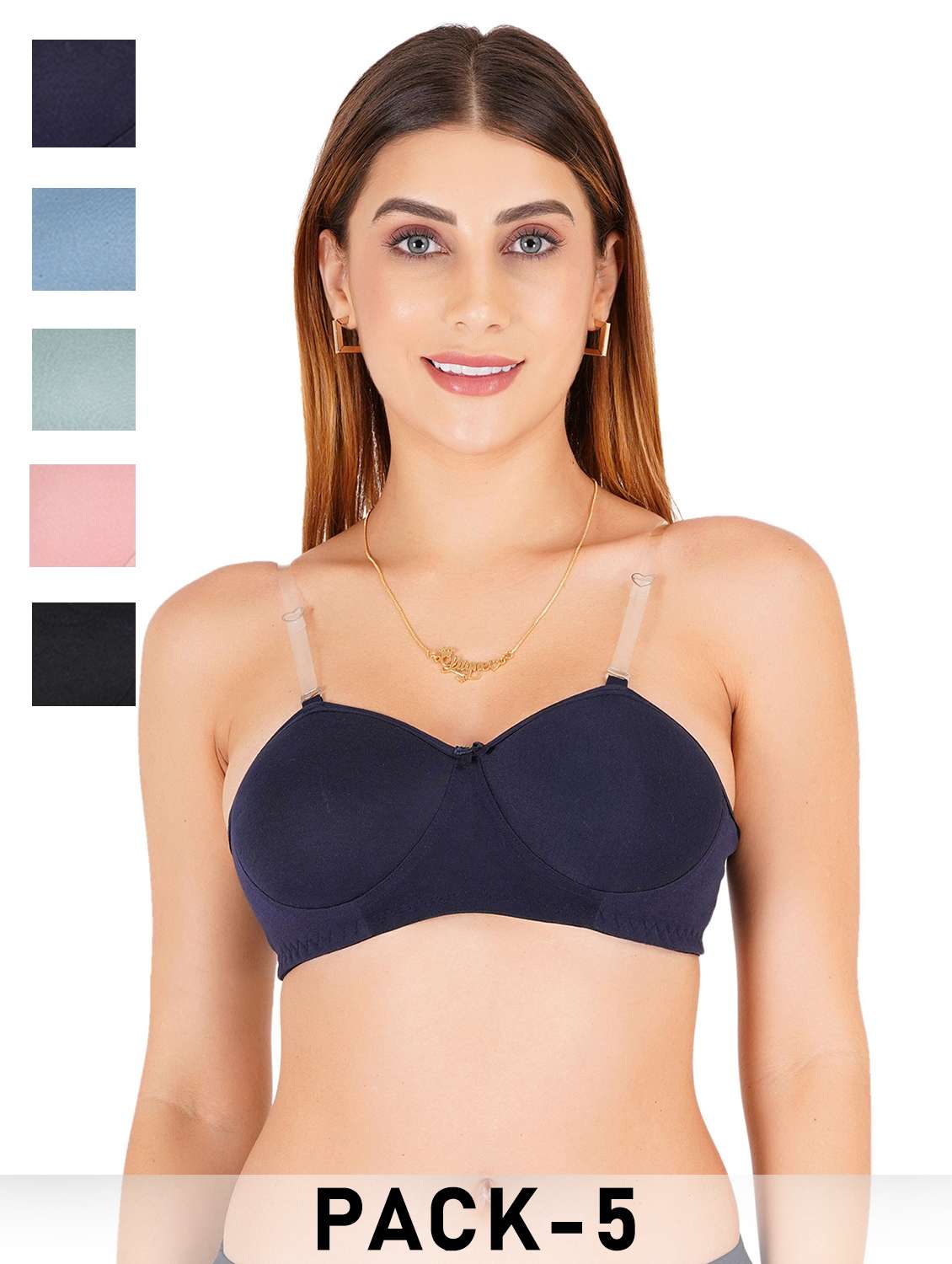 women pack of 5 solid regular bra