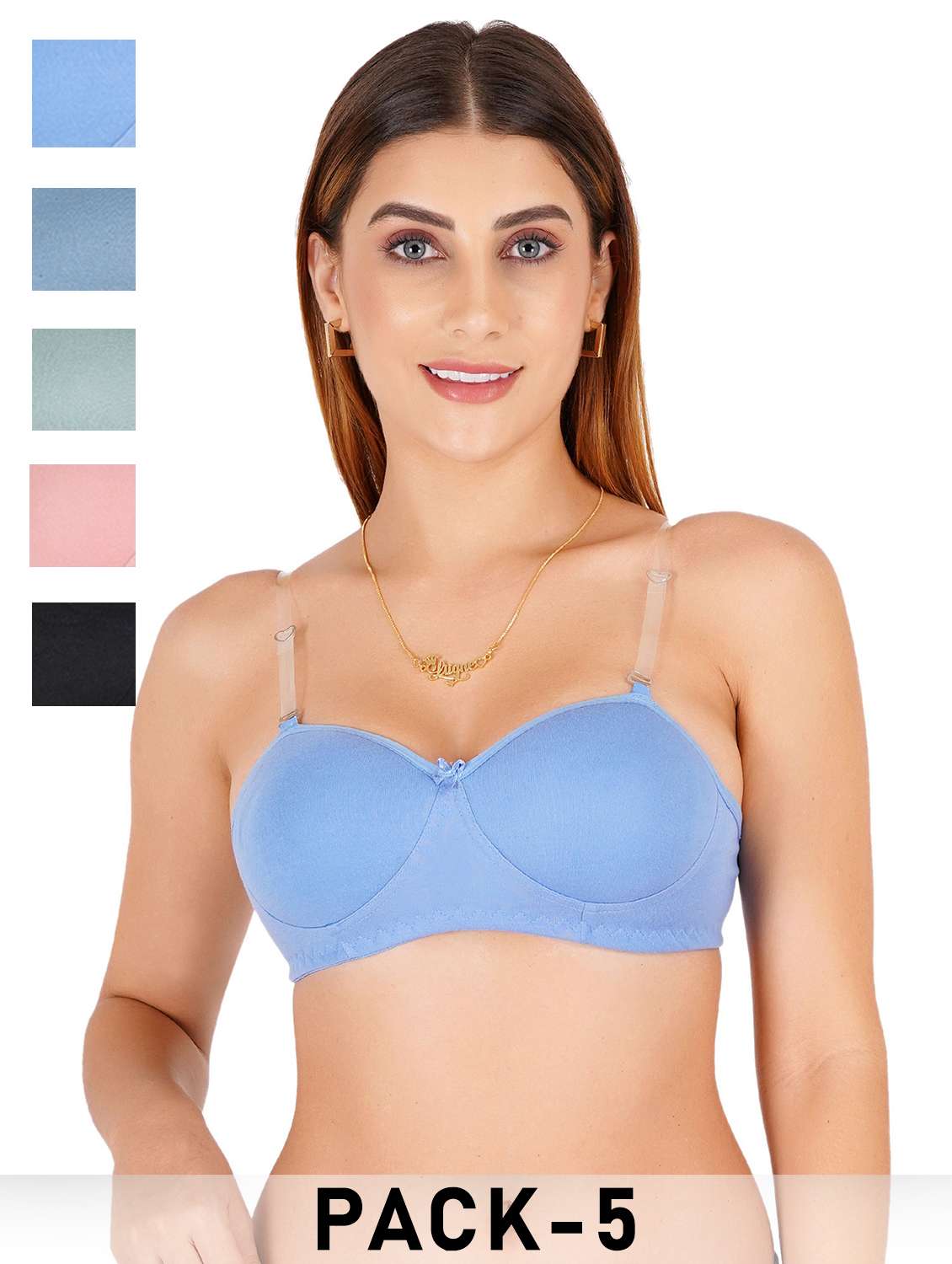women pack of 5 solid regular bra