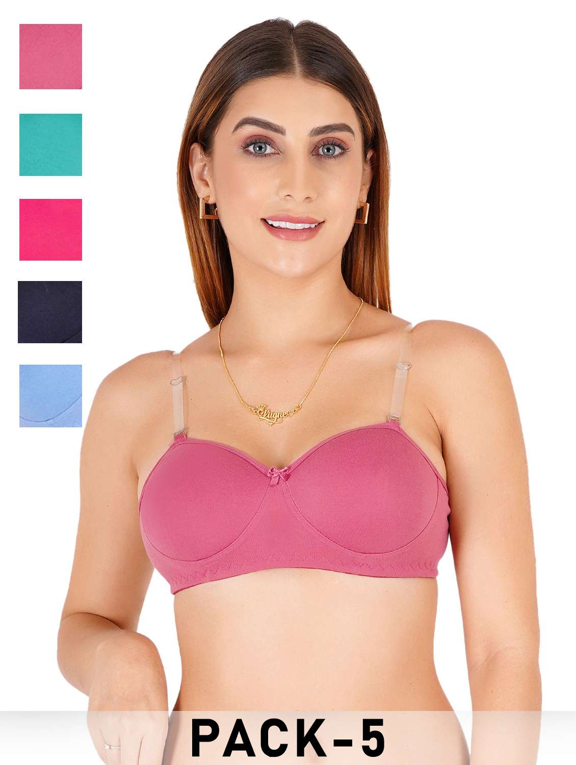women pack of 5 solid regular bra