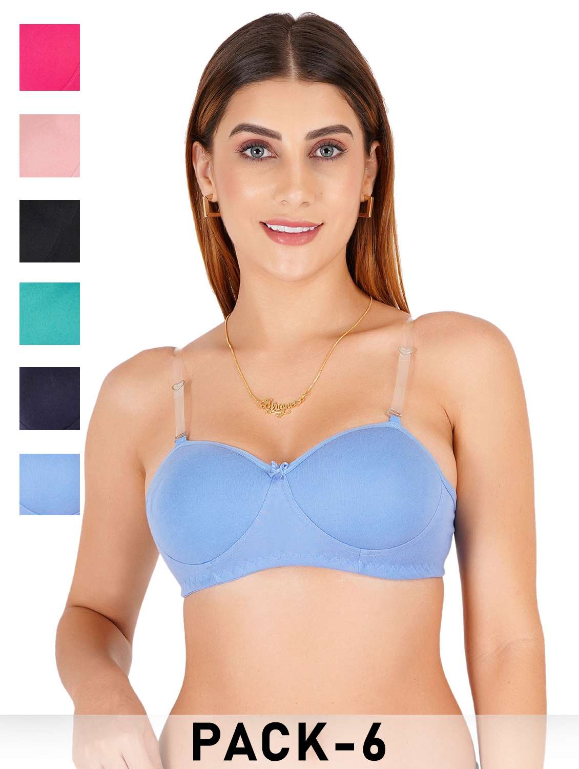 women pack of 6 solid regular bra