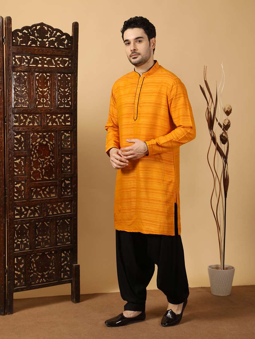 men self design mandarin neck long kurta - 22453155 -  Standard Image - 5