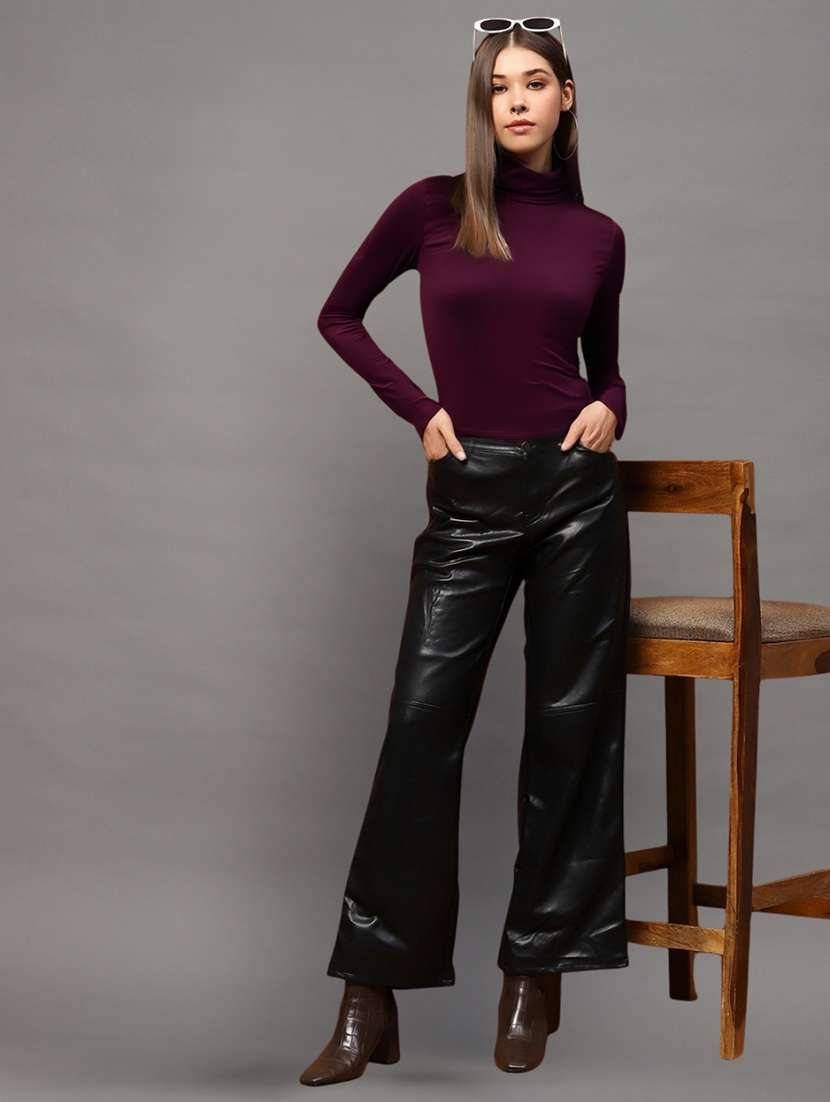 women solid maroon viscose regular top - 22453273 -  Standard Image - 3