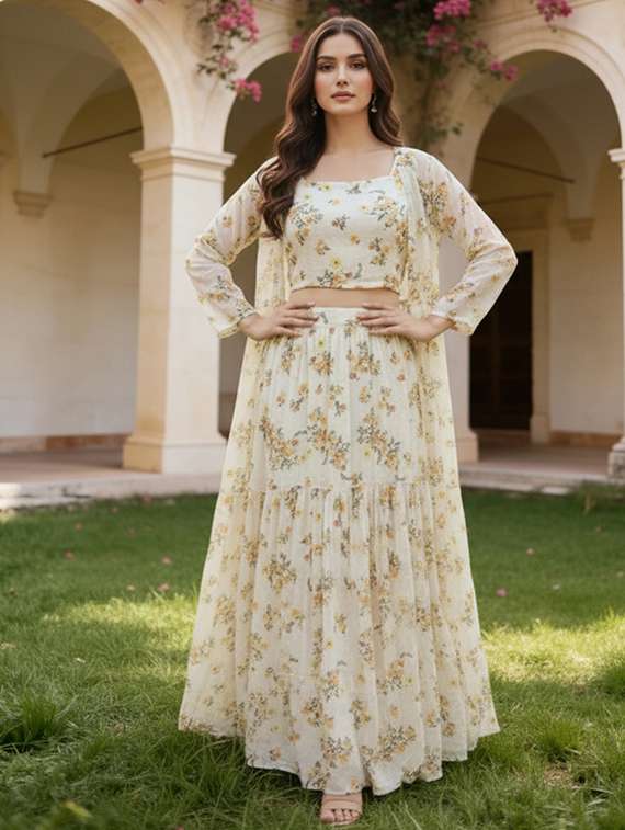 women floral polyester co-ords set with long sleeves