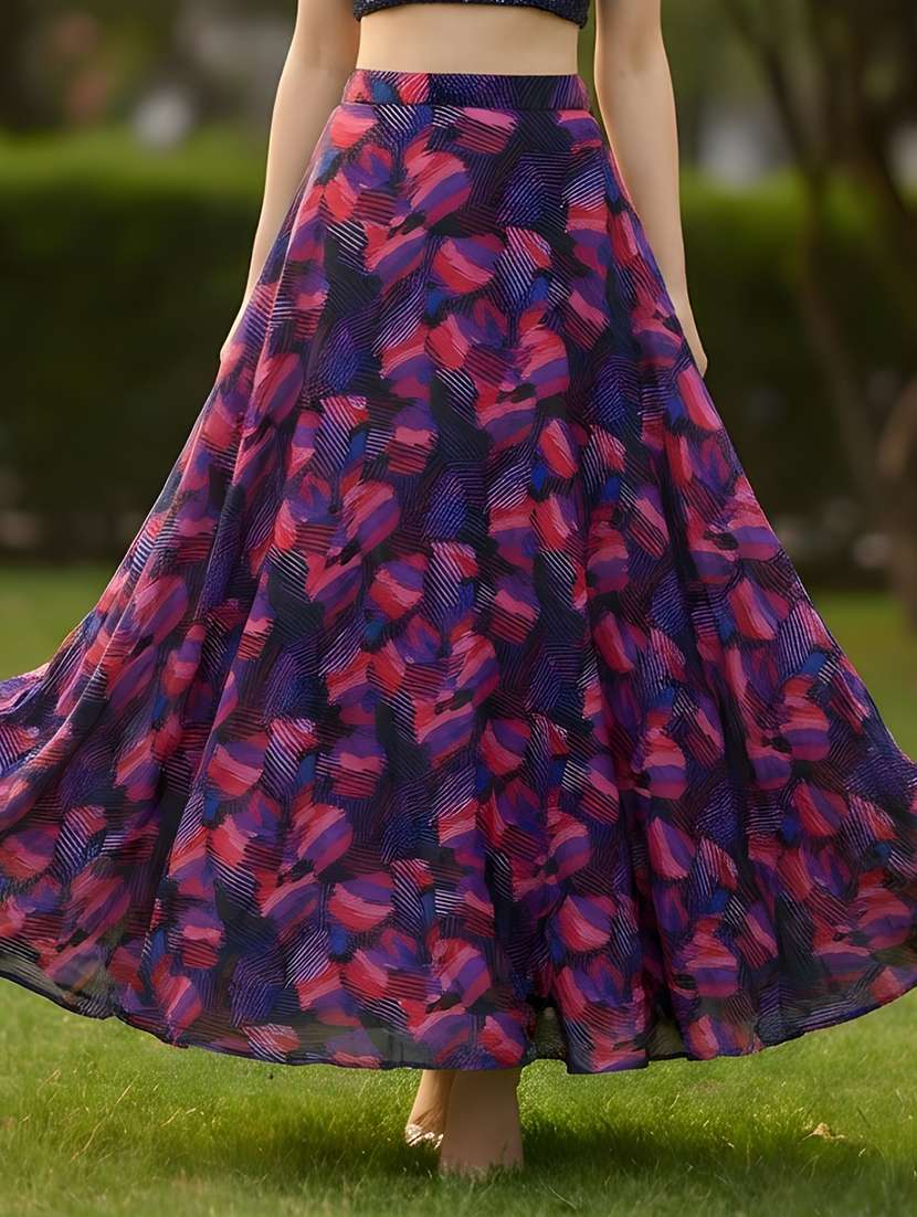 women printed polyester top and skirt set - 22453381 -  Standard Image - 3