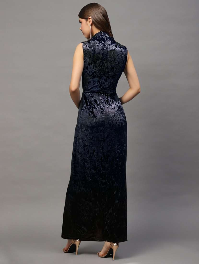 women black polyester bodycon high slit dress - 22453509 -  Standard Image - 3