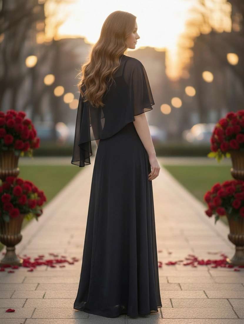 women black silk blend fit & flare dress - 22453545 -  Standard Image - 3