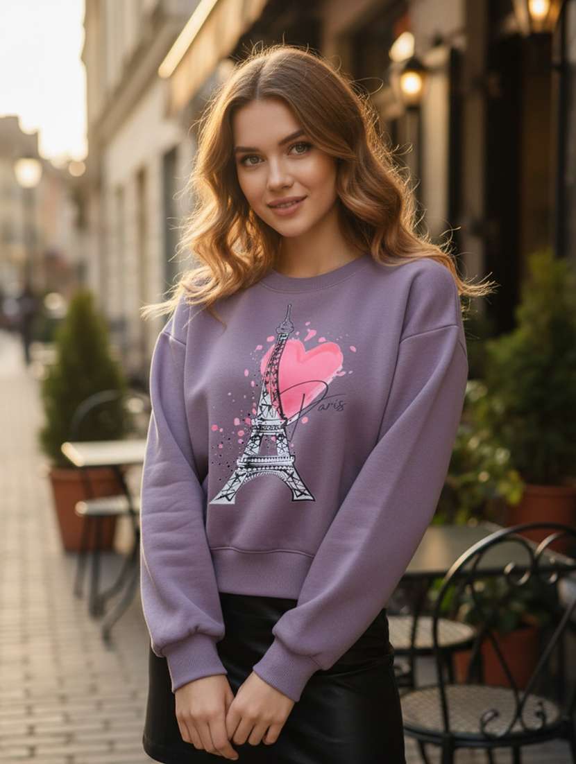 women purple fleece plain sweatshirt