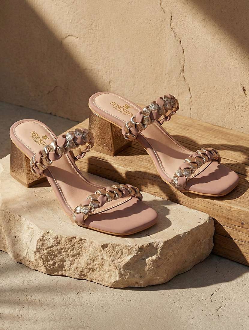 women peach slip on sandal