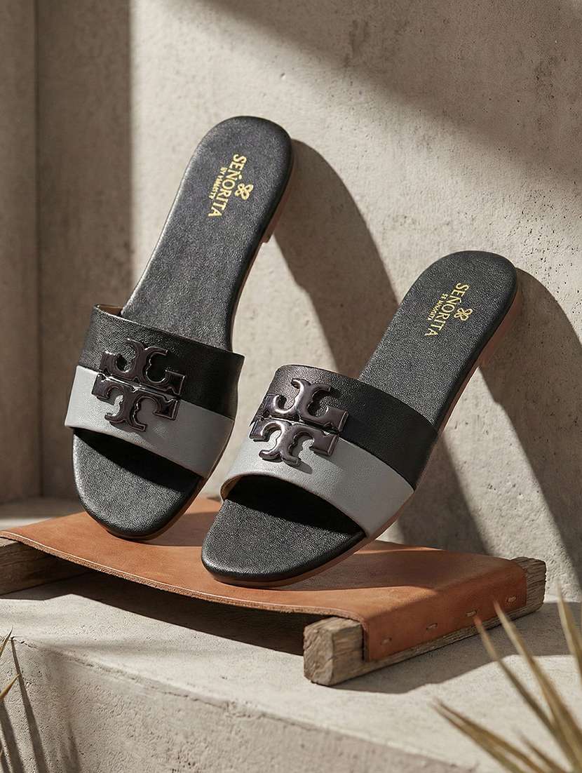 women color block slip on sandal