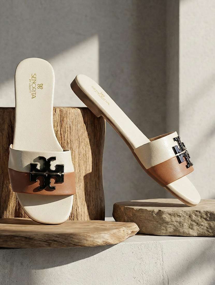 women color block slip on sandal