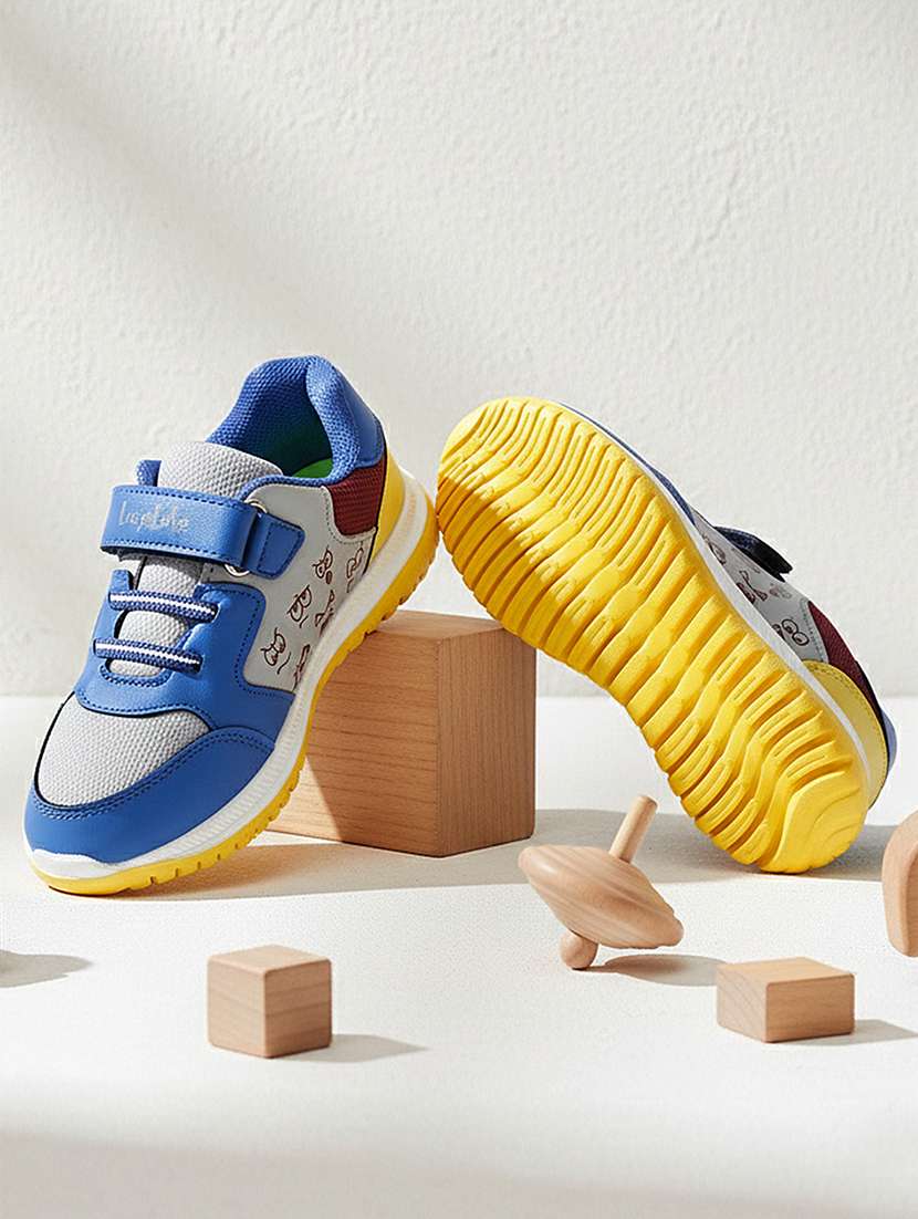 kids color block mesh sport shoes