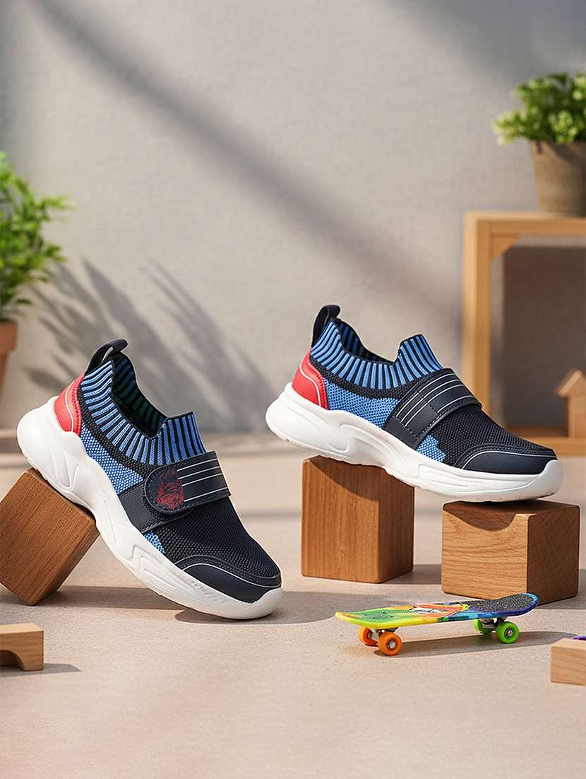 kids navy blue mesh sport shoe