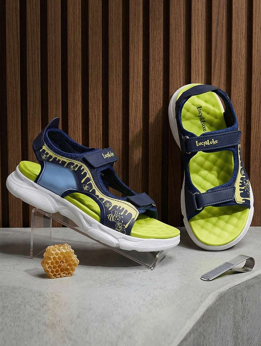 kids solid navy blue pvc sandals & floater