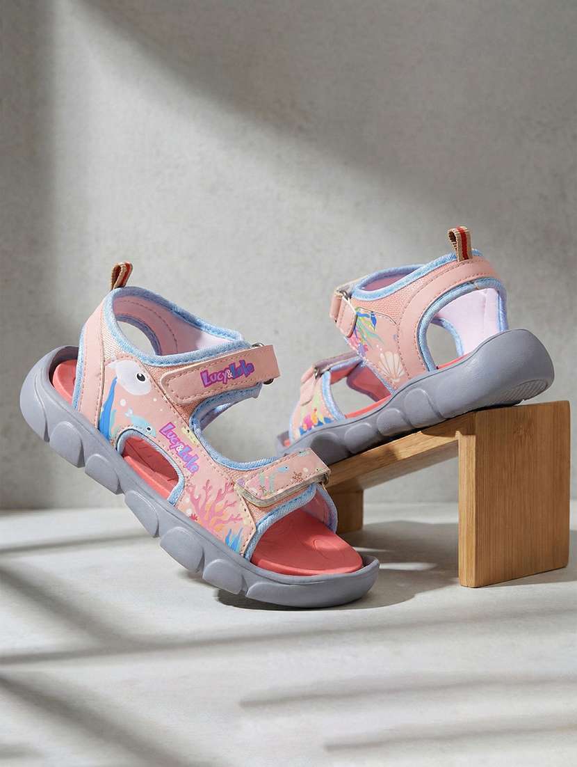 kids pink pu sandals & floater