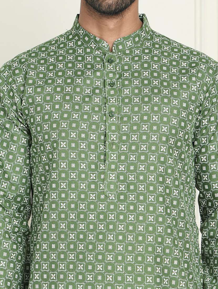 Men Printed Mandarin Neck Long Kurta - 22453651 -  Standard Image - 5