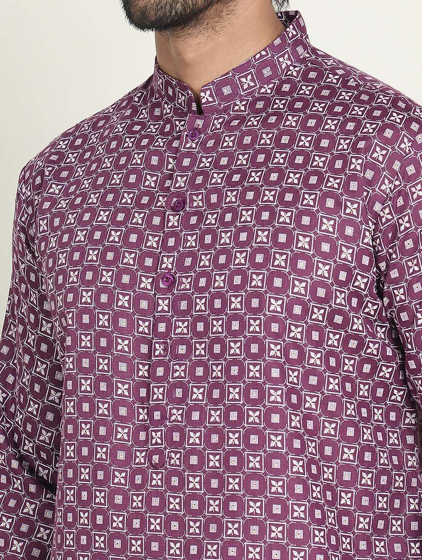 Men Printed Mandarin Neck Long Kurta - 22453652 -  Standard Image - 5