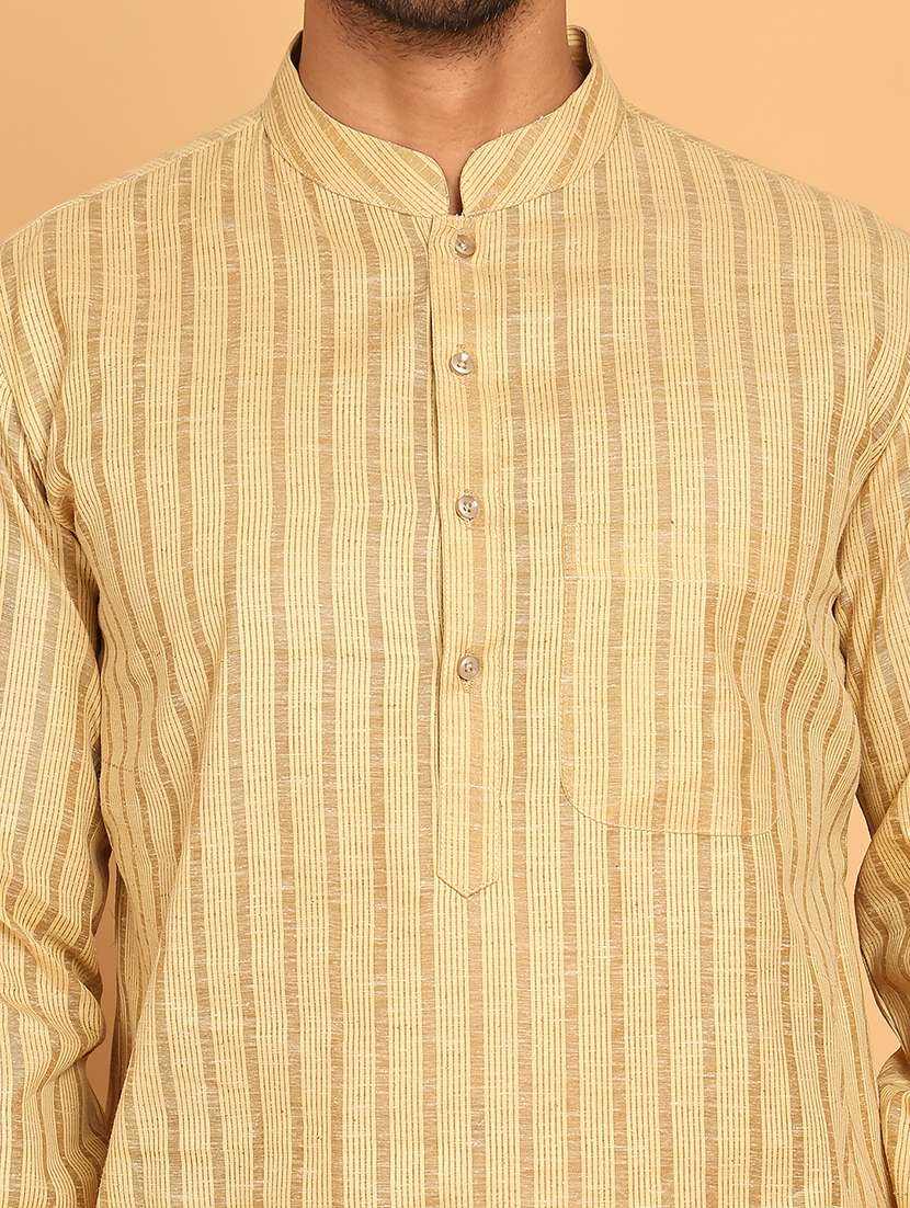 men striped mandarin neck long kurta - 22453653 -  Standard Image - 5