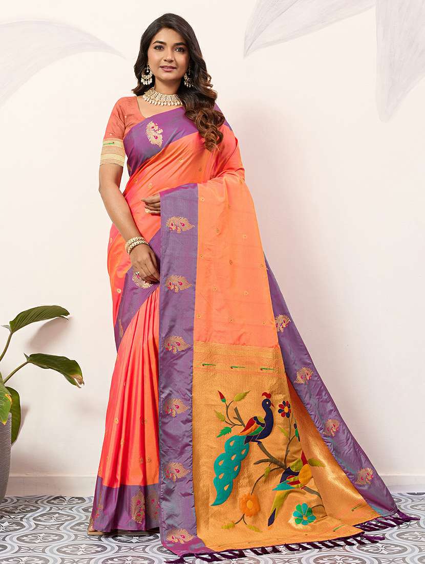women self design paithani saree with blouse