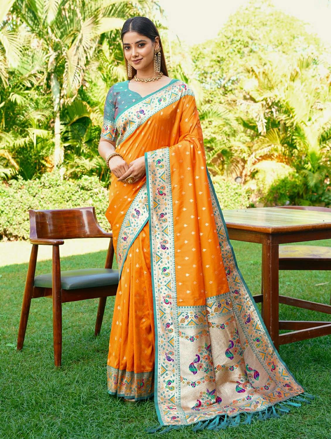women self design paithani saree with blouse