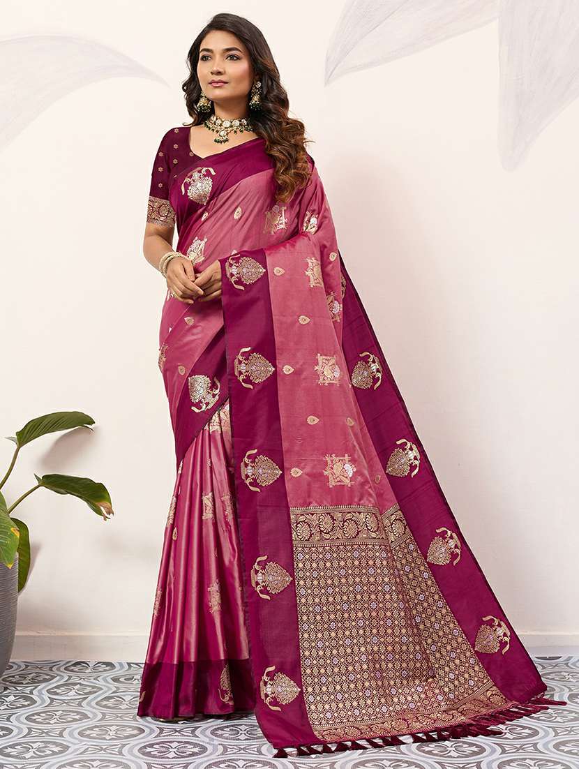 women self design banarasi saree with blouse