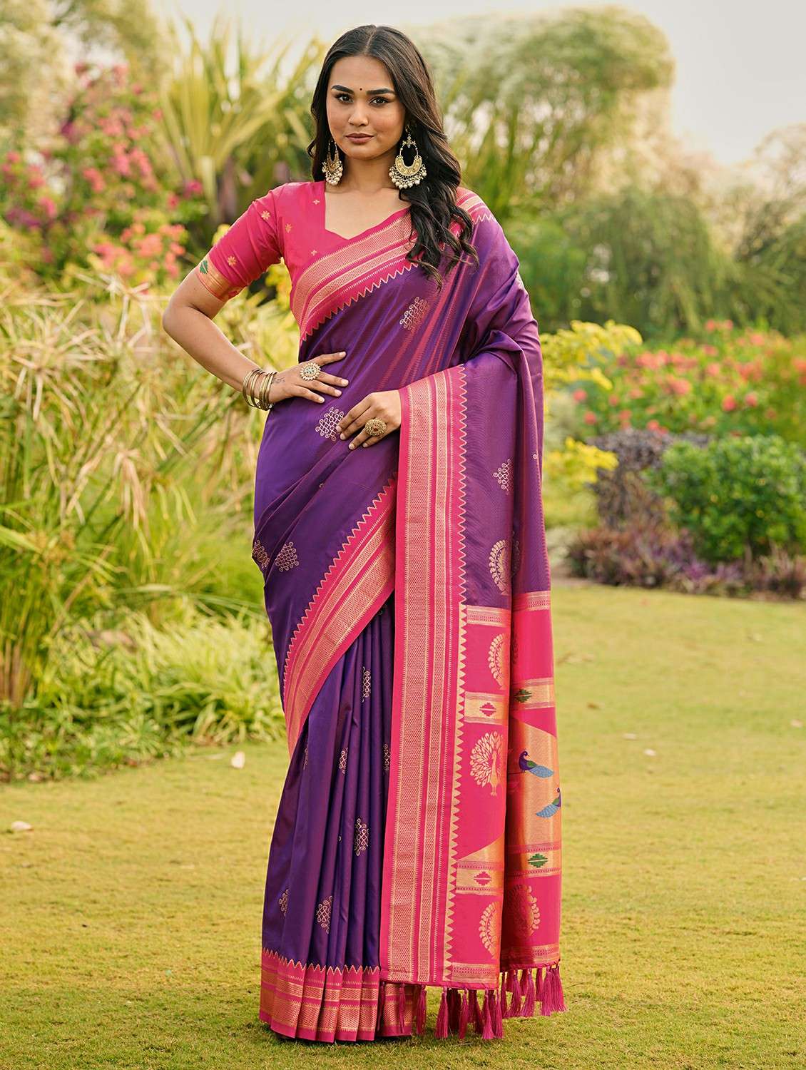women self design paithani saree with blouse