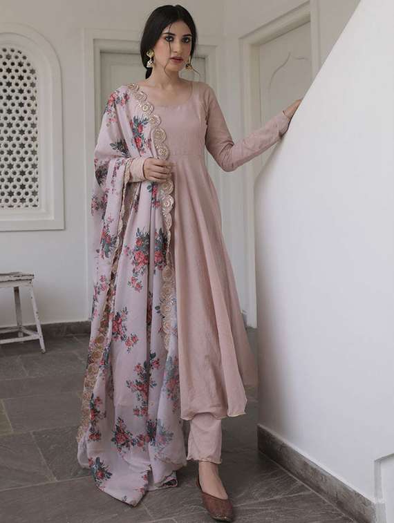 women solid beige kurta pant set - 22453769 -  Standard Image - 3