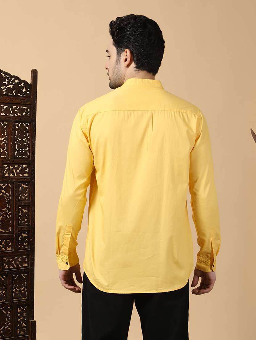 men solid mandarin neck angrakha short kurta - 22453775 -  Standard Image - 3