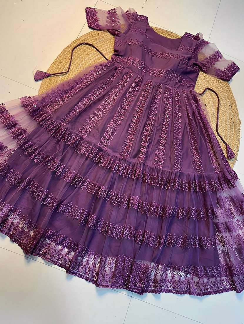 women lavender net fit & flare dress - 22453783 -  Standard Image - 3