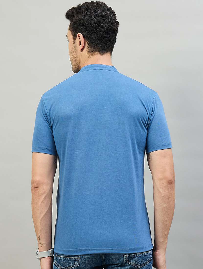 mens blue cotton blend plain t-shirt - 22453793 -  Standard Image - 3