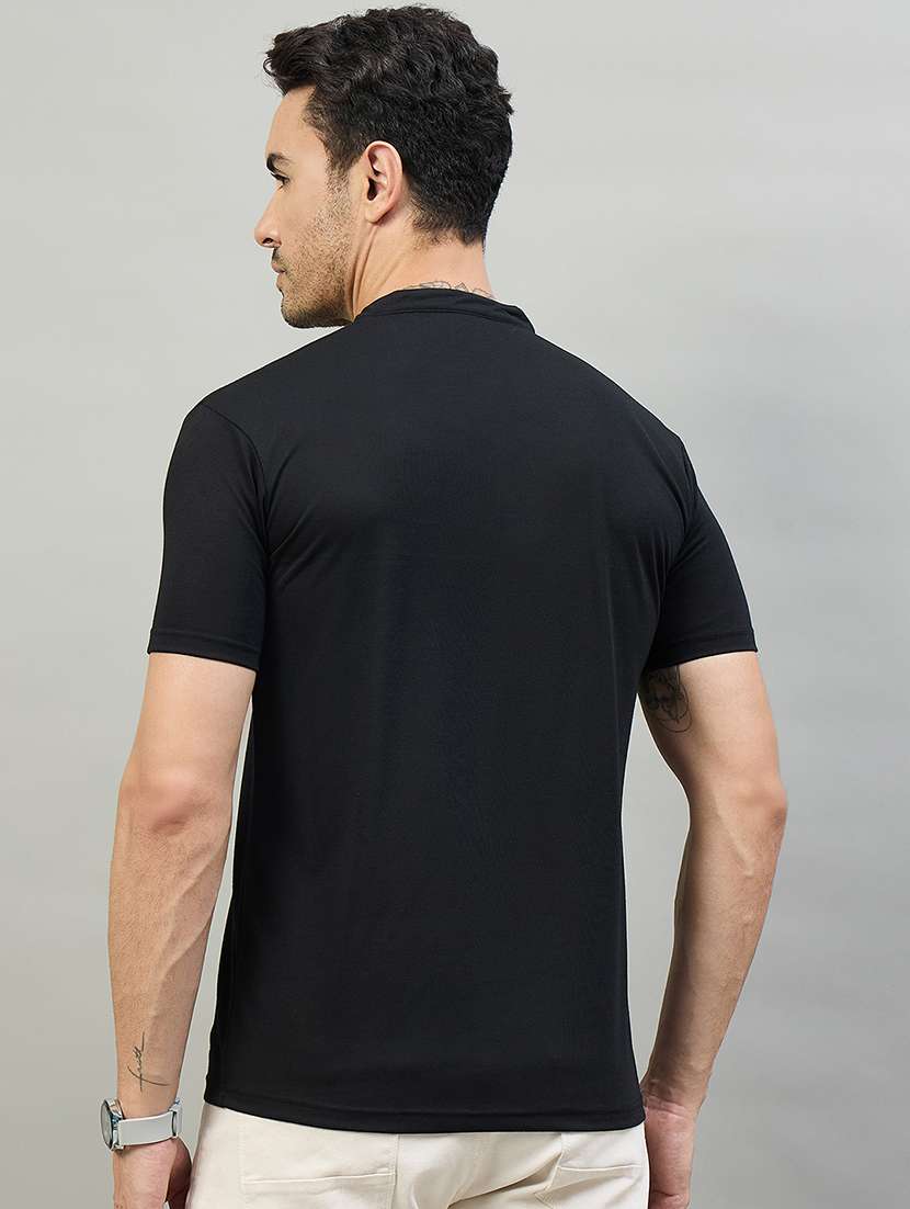 men solid black cotton blend plain t-shirt - 22453794 -  Standard Image - 3