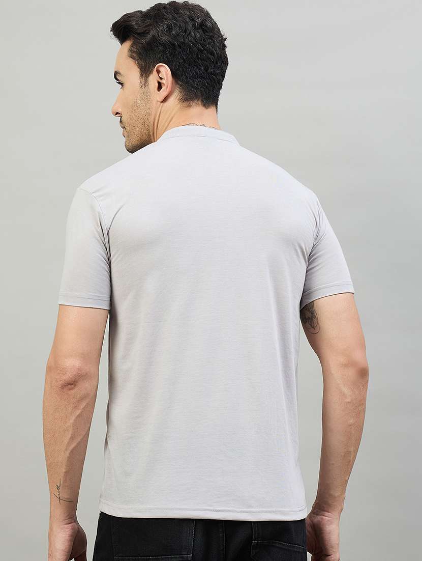 men grey cotton blend plain t-shirt - 22453795 -  Standard Image - 3