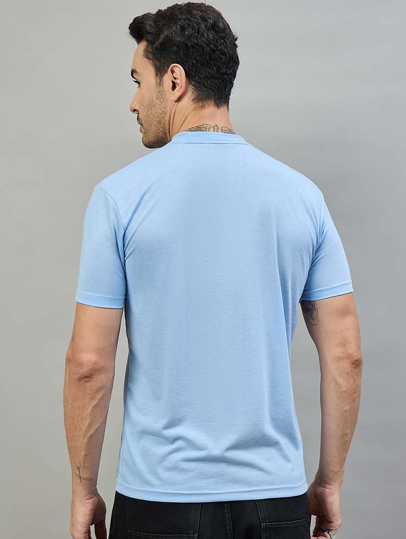 men turquoise cotton blend plain t-shirt - 22453798 -  Standard Image - 3