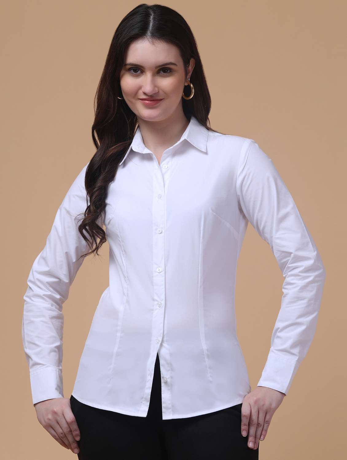 women solid long sleeve regular fit shirt