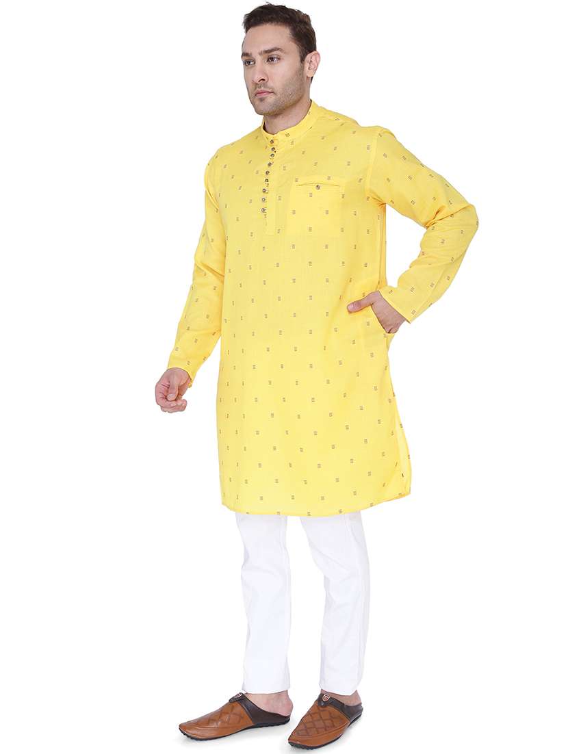 men self design mandarin neck long kurta  - 22453827 -  Standard Image - 3