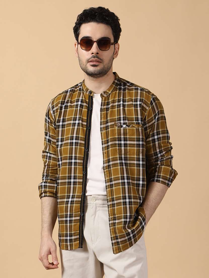 men checkered long sleeve regular fit casual shirt