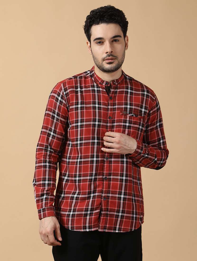 men checkered long sleeve regular fit casual shirt