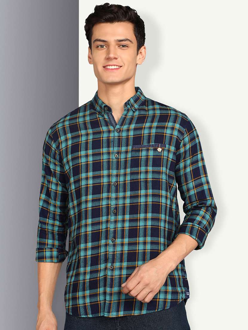 men checkered long sleeve regular fit casual shirt