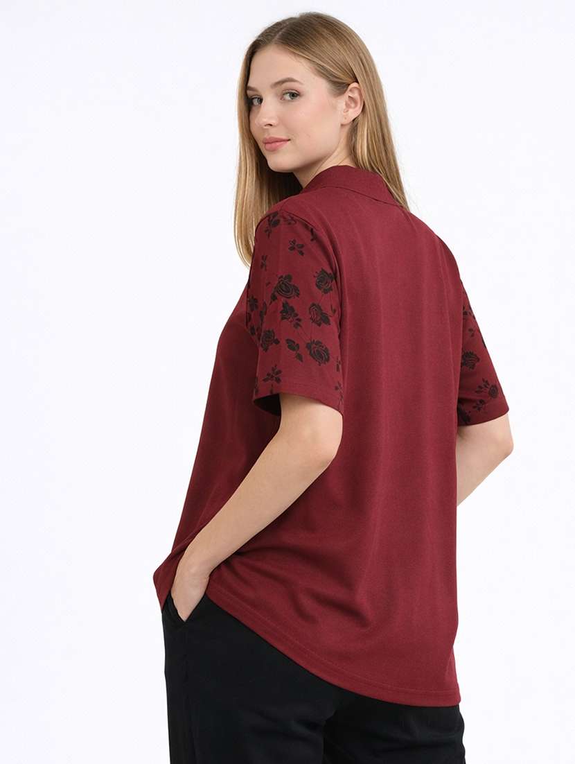 women printed short sleeve oversized polo t-shirt - 22453837 -  Standard Image - 3