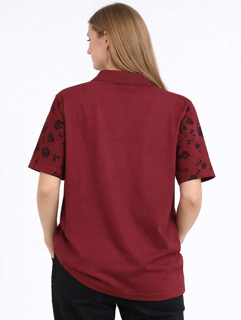 women printed short sleeve oversized polo t-shirt - 22453846 -  Standard Image - 3