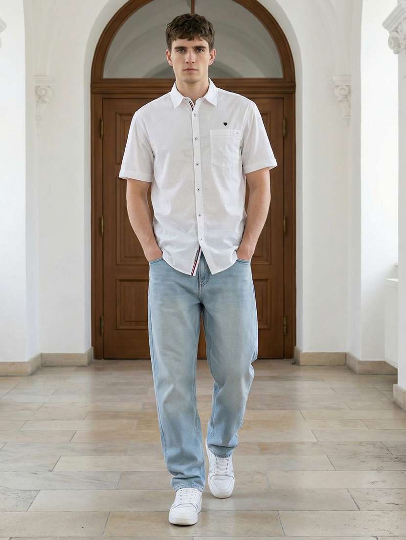 men solid short sleeve regular fit casual shirt - 22453854 -  Standard Image - 5