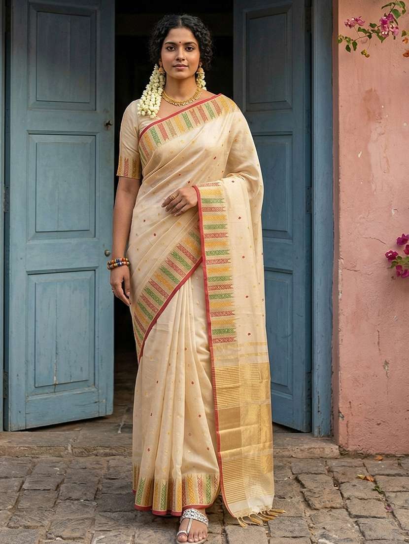 women self design banarasi saree with blouse